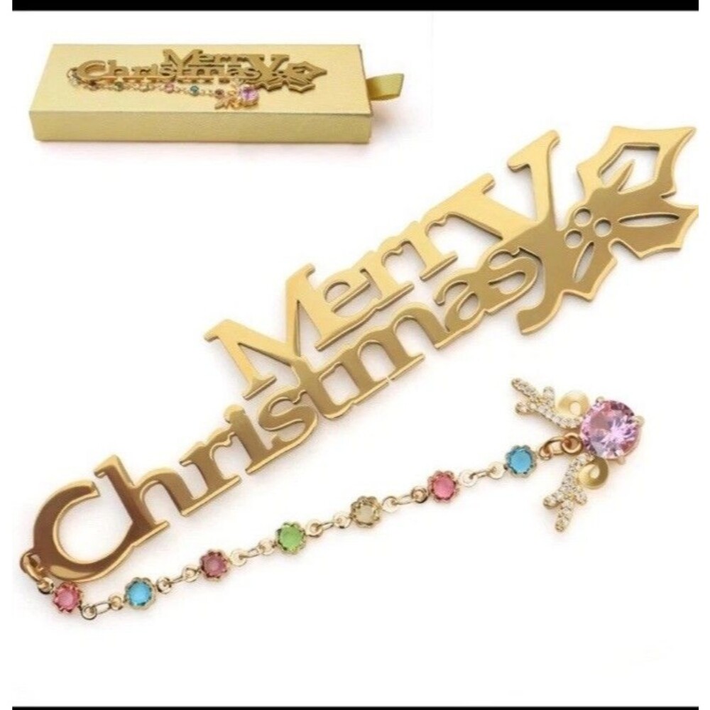 Christmas  Bookmark Gold Book Accessories Gifts for Teacher Readers Bookworms